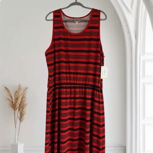LuLaRoe Red and Black Striped Dress